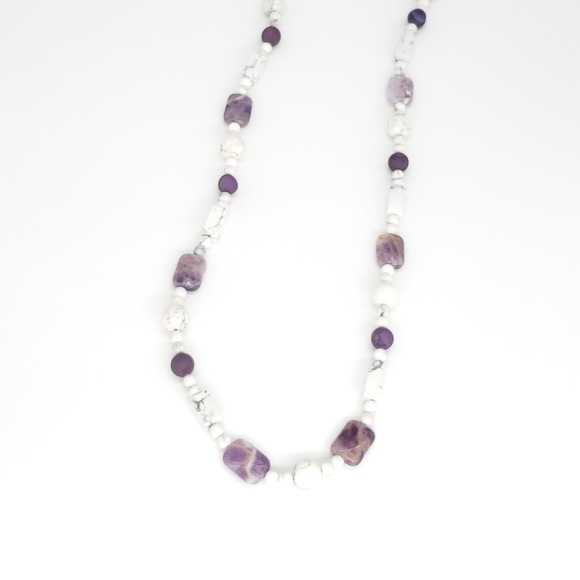 Amethyst & Howlite Beaded Boho Necklace - Picture 3 of 9